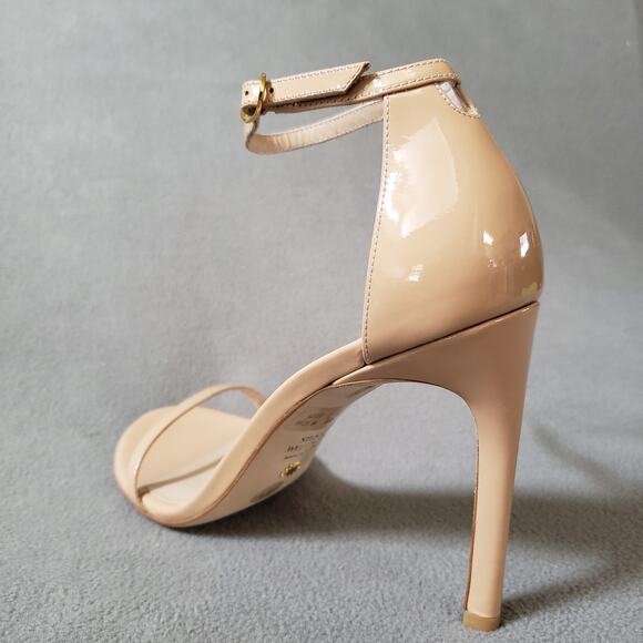 Stuart Weitzman Nudistsong Heels Adobe 8.5 STUA-WZ128 Tan Brown Patent Leather - Picture 10 of 16